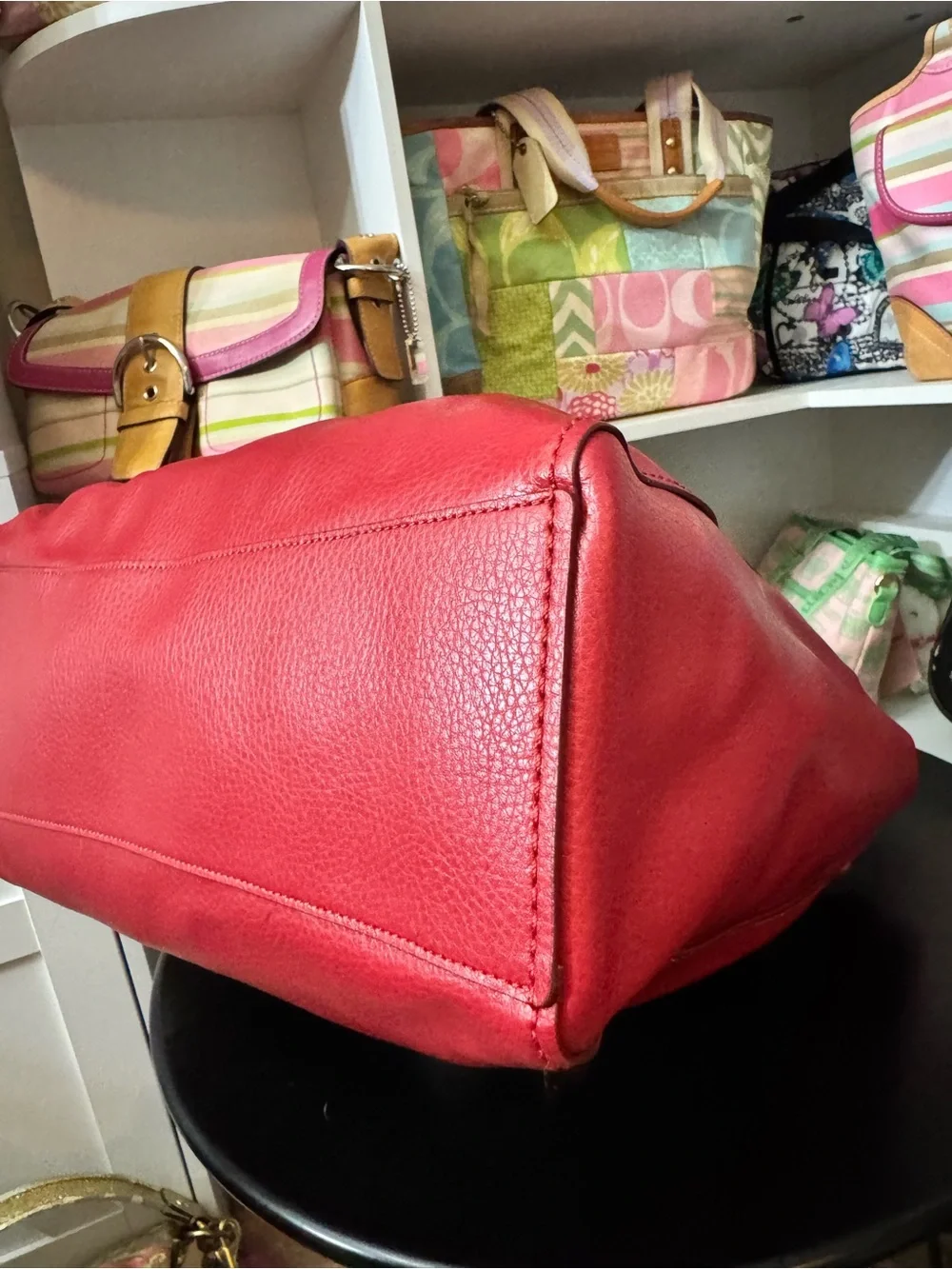 Coach Red Derby Leather Tote Bag - Picture 9 of 11